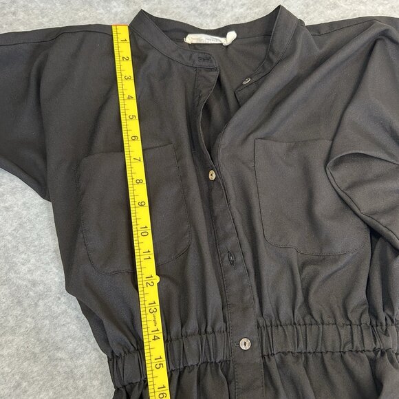 DEE & RAY Black Shirt Dress XS Dolman Sleeve Blouson Style Elastic Waist - Picture 5 of 9